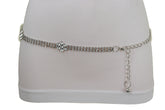 Silver Metal Chain Belt Flower Charm Beads S M L